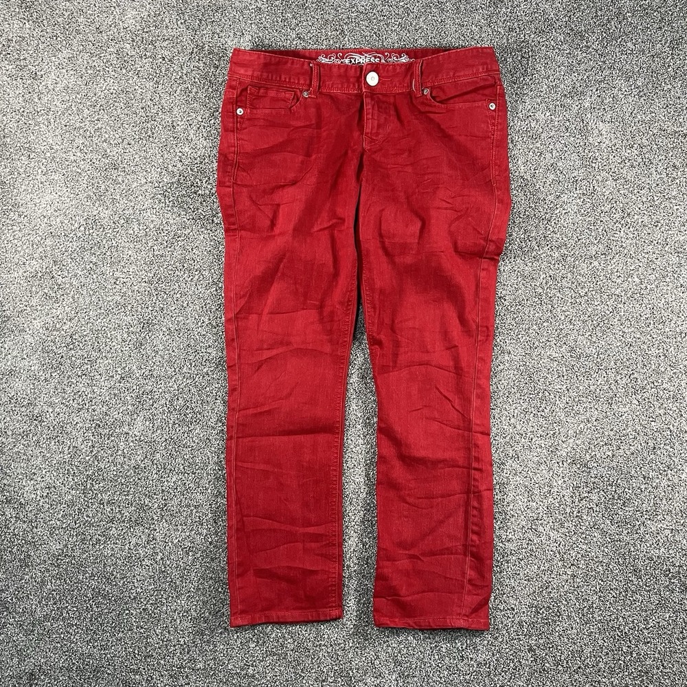 Express Zelda Womens 8 Red Crop Jean Legging Ultra Low Rise Skinny Jeans